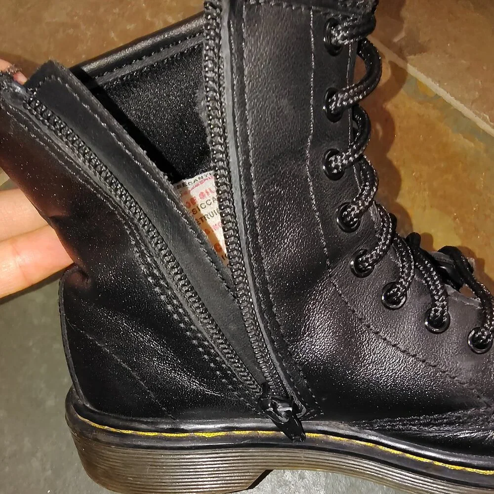 Dr. Martens Black Soft Leather Lace Up Zip Boot